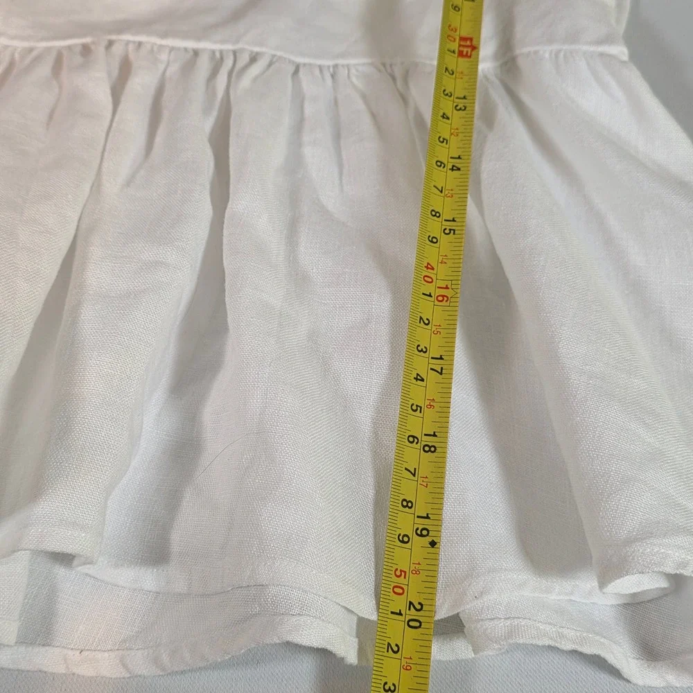 Reformation‎ Tille White Linen Puff Sleeve Babydoll Top Womens S Square Neck
